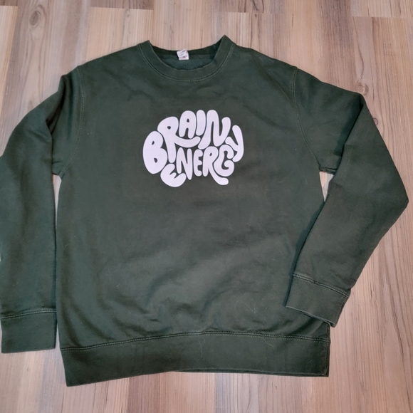 Just Hood Tops - Just Hoods Brain Energy Women's  Sweatshirt  Green Size Medium Crew Neck